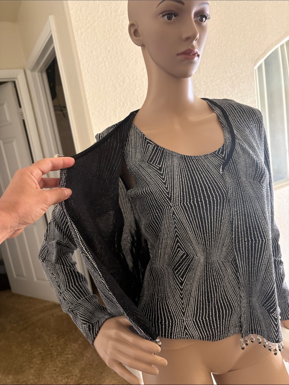 Black & Silver Beaded Two-Piece Top Set - Picture 2 of 5